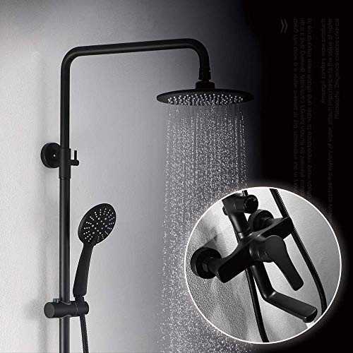 Douche murale noire en cuivre anti-calcaire pour eau chaude froide