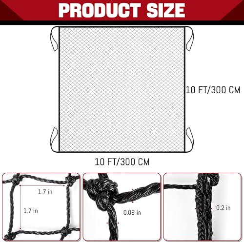 Image of Baseball & Softball Practice Nets Backstop Barrier - Sizes 10x20 FT, 10x15 FT, 10x10 FT - Heavy Duty Nylon Training Net for Batting Cage, Backyard - 33FT Rope & Safety Key Chains