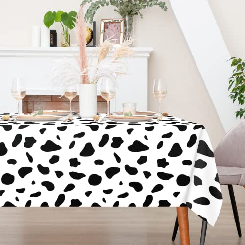 Image of Cow Print Tablecloth 2 Pack Black and White Cow Print Table Cloths for Baby Shower Birthday Parties Farm Animal Themed Party Holiday Outdoor Picnic 54 x 108 Inch