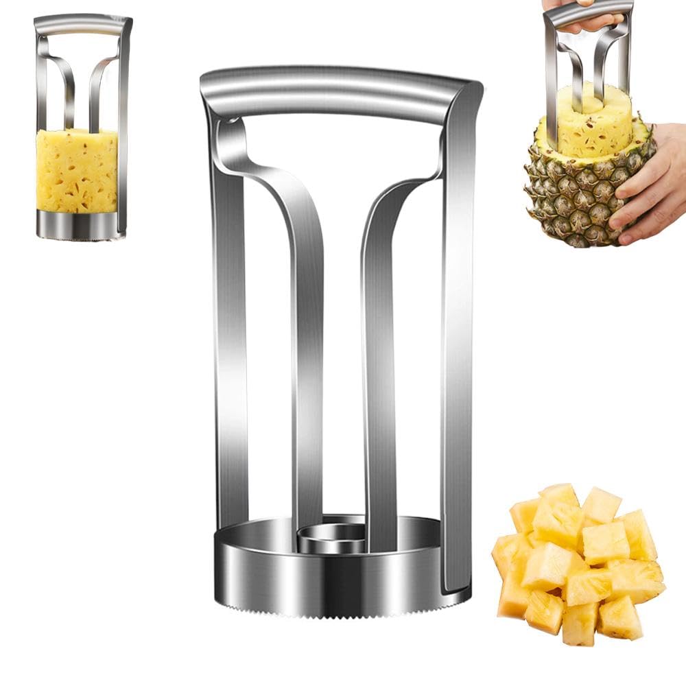 L Stainless Stee Pineapple Corer And Slicer 2-In-1 - Professiona Pineapple Cutter Too With Non-Slip Handle, Effortless Peeling For Fresh Pineapples, Dishwasher Safe, Kitchen Essentia