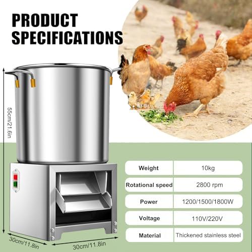 Heavy-Duty Vegetable Chopper, 2800 RPM Commercial Food Processor, 110V 1200W, 50-200kg/h Output for Farms, Livestock, and Ranches - Efficient, Durable, High-Performance Kitchen Equipment