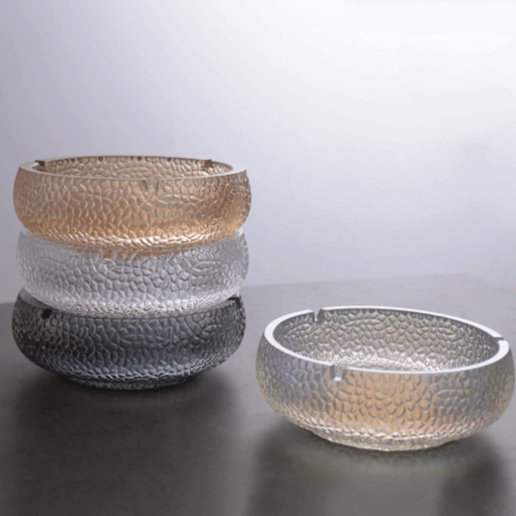 sdneNest Bellissimo posacenere in vetro per ghiaccio e crepe, posacenere da scrivania per fumare, posacenere moderno per la casa, portatile, multicolore, grande, pratico, trasparente