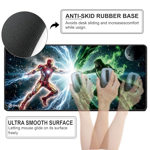 Image of Large Cosmic Energy Clash Gaming Mouse Pad Desk Pad Table Pad (58.5 x 28 cm, 2mm Thick) - Extended Large Desk Mat, Waterproof, Anti-Slip Rubber Base, Smooth Surface Keyboard & Laptop Pad