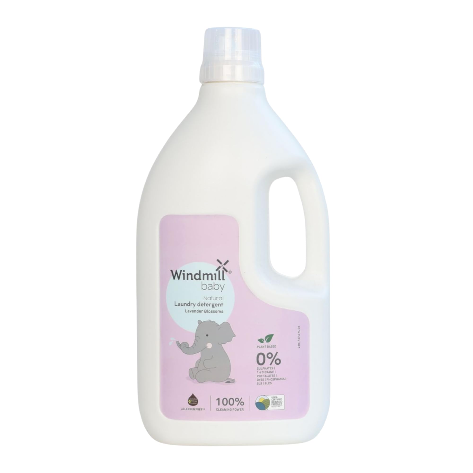 Windmill baby Natural Plant Based Laundry Detergent Liquid, USDA Certified, Allergen Free, Gentle with Bio-Enzymes, Lavender Blossoms - 2000ml-image-9