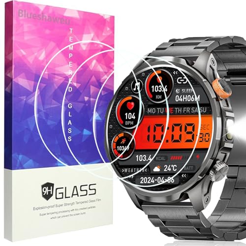 Blueshaweu Lot de 3 films de protection d'écran compatibles avec la montre connectée DEKELIFE AK90 1,91" - Dureté 9H - Compatible avec la montre connectée DEKELIFE AK90 (HD)