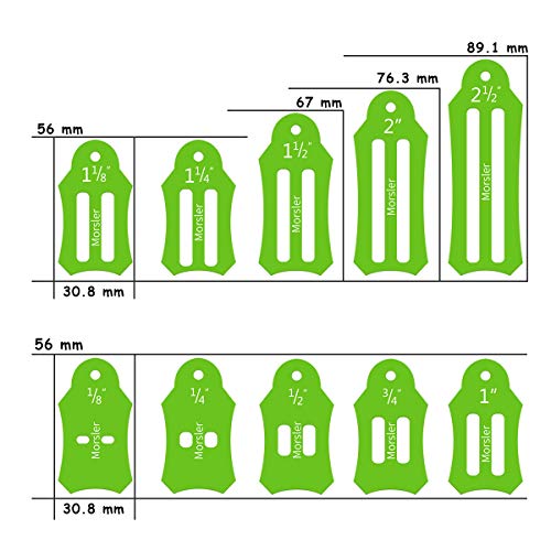 Jelly Roll Sasher Tool Set, 10 Pcs Multi-Sizes Sasher for Folding Fabric and Biasing Strips, Come with 40 pcs of Multi-color Quilting Pins and Storage Chain, 1/8", 1/4", 1/2", 3/4", 1", 1-1/8", 1-1/4"