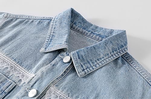 ASHER FASHION Jean Jacket For Girls Button Down Long Sleeve Denim Jackets with Pockets Bow Lace Denim Jeans Fall Coats3
