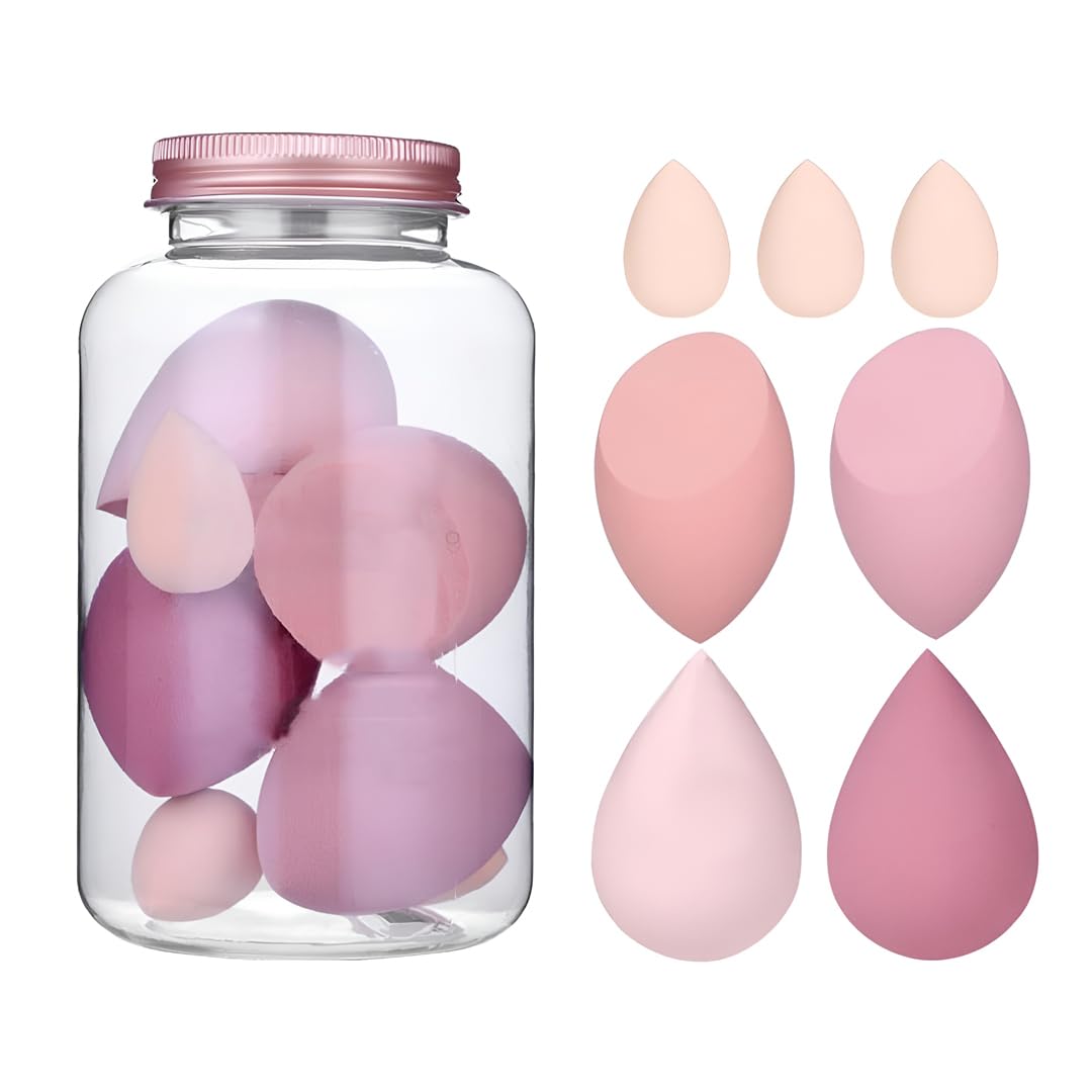 Gleva Powder Puff Soft Face Makeup Sponge, Loose powder Foundation Blending Sponges Set, Beauty Blender, Contouring, Wedge Triangle Shape Wet & Dry Tool Washable Reusable (Multicolor-7Pcs)