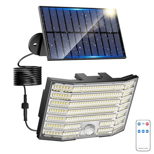 A.bigwhale Focos Led Exterior Solares, Luces Solares LED Exterior Jardin, Luz Solar con Sensor de Movimiento, 3 Modos IP65 Impermeable Lampara Solar para Jardín Garaje Caminos