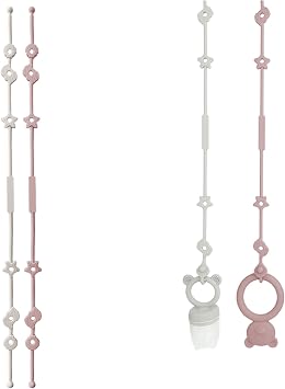 Annually selling over 10,000 sets Pacifier Holder Toy Holder 2-Piece Set Recommended by Active Mom Nurses Convenient Toy Holder for Preventing Falling and Loss Silicone Toy Strap Stroller Strap