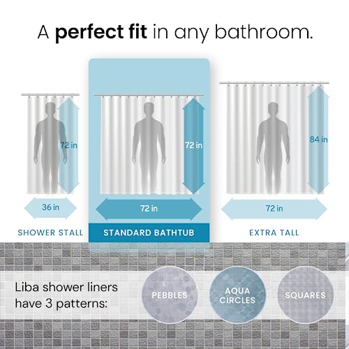 image for LiBa Plastic Shower Curtain, Heavy Duty 8G Shower Curtain for Bathroom