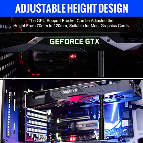 Image of Aivalas GPU Support Bracket, Graphics Video Card Brace with Height Adjustable, Anti Sag Holder for Universal Graphics Card Sag, GPU Stand with Magnet and Rubber Pad (Black)
