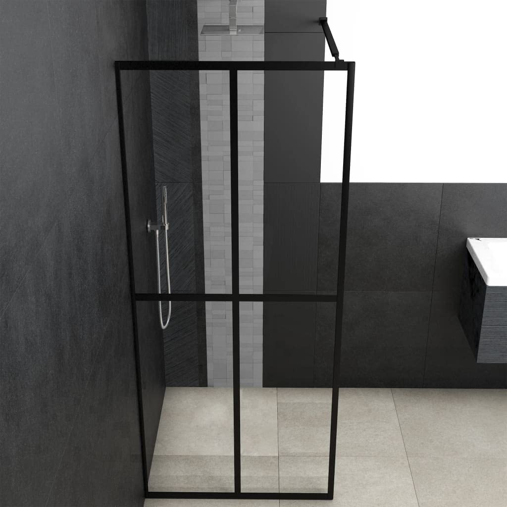 Parete doccia walk-in in vetro di sicurezza trasparente, 118 x 190 cm, con telaio in alluminio e asta di supporto regolabile, paraspruzzi, box doccia senza cornice, per bagno senza barriere