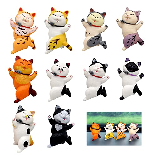 Figuras de gato em miniatura x 10, figuras de gato decoração, figuras de animais realistas, ornamentos de gato, mini figuras de gatos, decoração de micro paisagem, casa / decoração de bolos