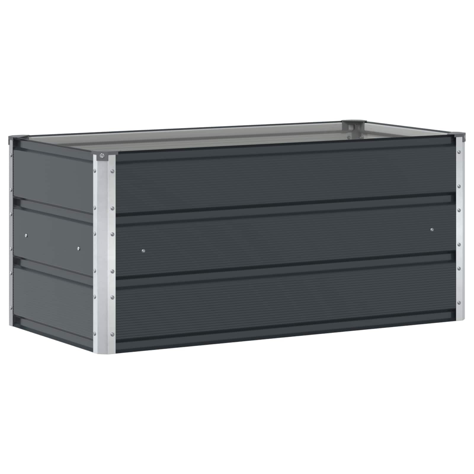 Donica Antracyt 100 x 50 x 45 cm Stal Galwanizowana Nowoczesna Donica Ogrodowa Wytrzymała na Warunki Zewnętrzne Industrialny Design Łatwy Montaż