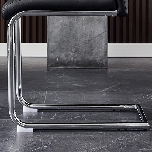Jellci Kitchen Dining Chairs, Modern Upholstered Armless Chair Set, High Back Leather Side Chairs With Firm Legs Chairs For Home Kitchen Furniture Modern Set Of 4 - Black #TOP5