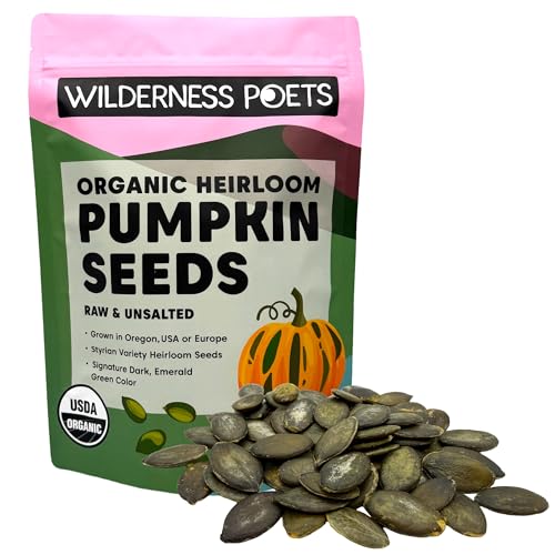 Wilderness Poets, Organic Heirloom Pumpkin Seeds - Styrian Variety, No Shells, Naturally Hulless....
