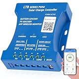 TCEUMIK 30A PWM Solar Charge Controller for Sealed/Gel/Flooded/LiFePO4/Lithium Batteries 12V 24V Auto Matching Intelligent Regulator with Bluetooth APP Remote Monitor, 5V USB Port, 7 Load Modes, Blue