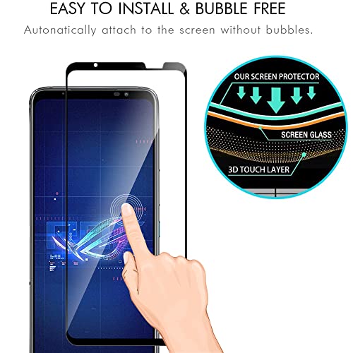 Suttkue For Asus Rog Phone 6/6 Pro/ 6D/6D Ultimate Screen Protector With Camera Lens Protector, 9H Hardness,Anti-Scratch Tempered Glass Flim, Case Friendly, Anti-Fingerprint (2+2 Pack) #TOP3