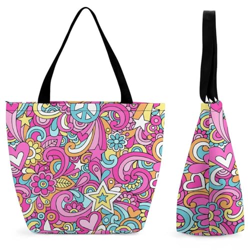 Sac à bandoulière Étoiles Amour et Paix grand sac à main femme voyage et shopping