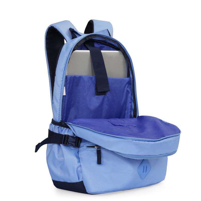 Image of United Colors of Benetton Mono 21L Laptop Backpack - Light Blue, Water-Resistant, Fits 14-inch Laptop, Padded Back & Straps, for Work, School & Gym