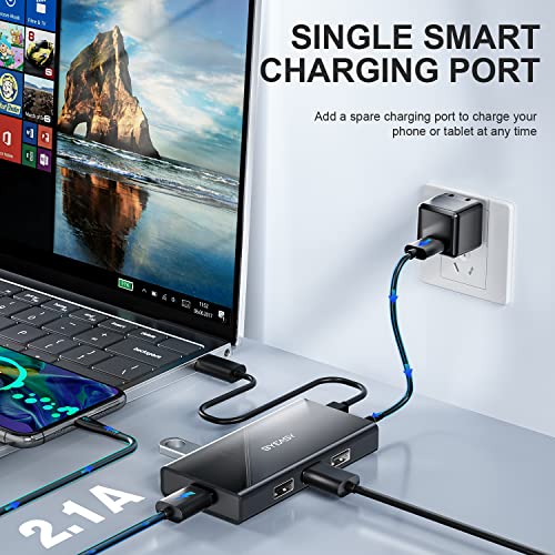 Powered Multi Usb Hub Splitter, Byeasy 7 Port Usb 2.0 Data Hub Bc 1.2 Charging Port With 3.3 Ft Long Cable, Usb Hub For Laptop, Pc, Computer, Mobile Hdd, Flash Drive And More #TOP2