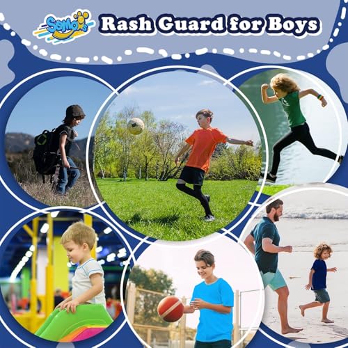 Image of Semois Boys Rash Guard Swim Shirt Short Sleeve Swimwear Toddler Kids Youth Rashguard Water Shirt UPF+ 50 Quick Dry Shirt
