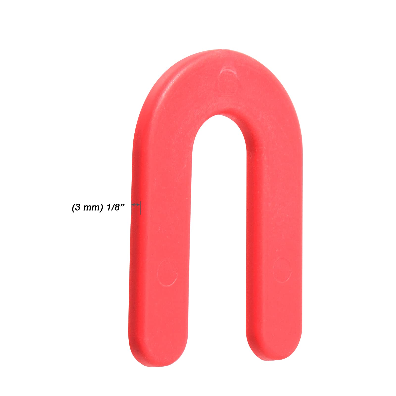 MOUYAT 500 cuñas de herradura de 1.5 x 2 x 1/8 pulgadas, espaciadores de azulejos de herradura en forma de U de 3 mm de grosor, color rojo