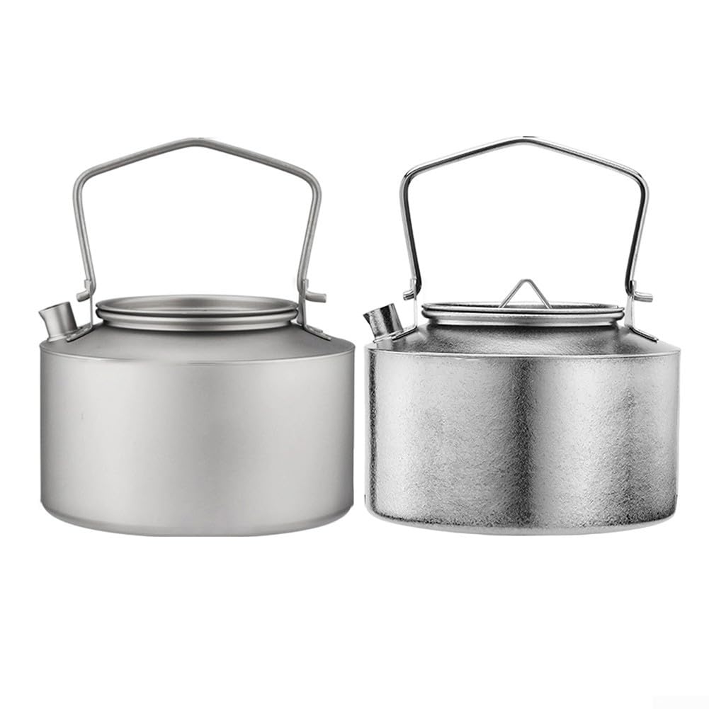 Bollitore in titanio da 980 ml in puro Ti con manico pieghevole per un efficiente trasferimento del calore e un trasporto leggero (stile fiore di ghiaccio)