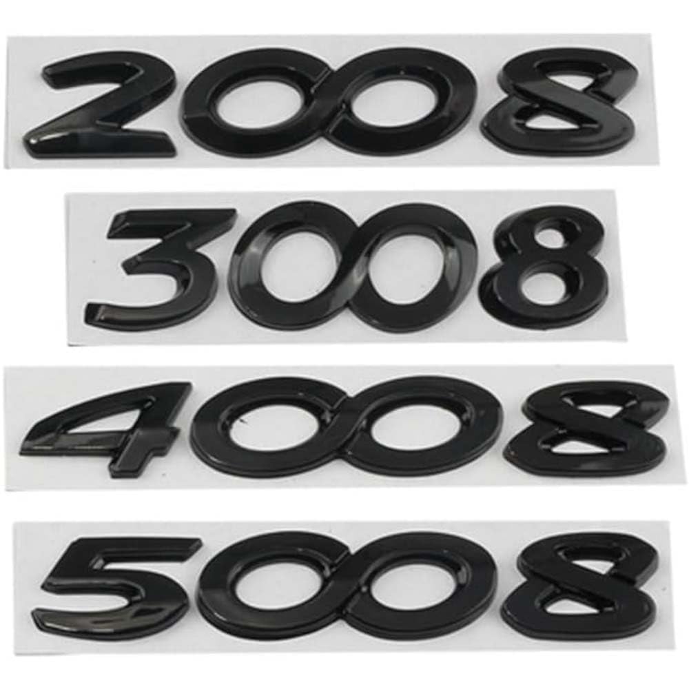 EmblèMe Badge Voiture, Pour Peugeot 308 408 508 1008 2008 3008 4008 5008 Lettres Insigne Autocollant Porte ArrièRe Voiture Modifié Décoratifs Accessoires 3D ExtéRieurs,C