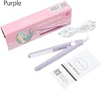Mini Redresseur de cheveux, 2 en 1 Céramique Portable Tourmaline plat de chauffage en fer Curler pour curling Straighten Bang, Cheveux de l'eau, cheveux courts (Purple)