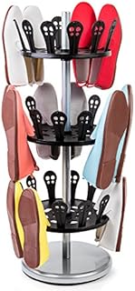 Tatkraft ROLL Rotating Shoe Rack, 3 Tier Shoe Rack Carousel with Solid Base, Revolving Shoe Rack, 18 Pairs, 31 X 86 X 31cm, Steel and Plastic