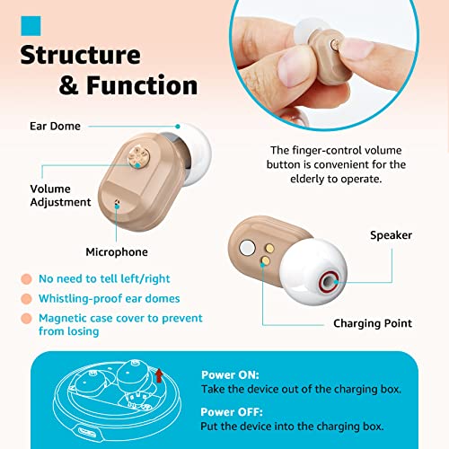 Hearing Aids, Autiphon Rechargeable Hearing Aids For Seniors & Adults, Ite (In The Ear) Hearing Device With Noise Cancelling, Pair, Beige #TOP1