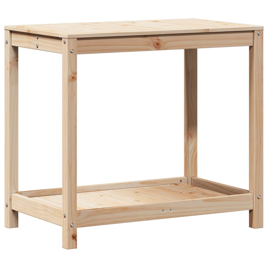 vidaXL Potting Bench-Planting Station with Shelf-Brown Solid Pine Wood Garden Workbench-82.5x50x75cm for Patio/Greenhouse/Terrace, 832397