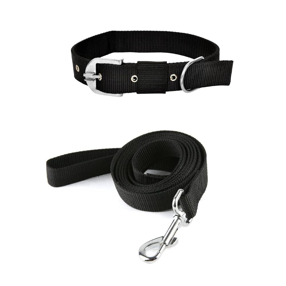 Happy4pets Dog Belt Combo Dog Neck Collar and Leash Set for Dogs Nylon Everyday Dog Collar Leash Adjustable Durable Large (Black) (B0CJRQTSHT) Amazon Price History, Amazon Price Tracker