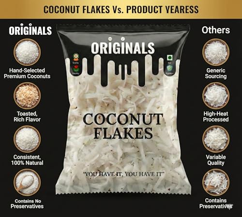 Image of ORIGINALS Premium Coconut Flakes (नारियल लच्छा) 3 kg Freshly Shredded Sun-Dried Fresh Aromatic & Nutrient-Rich Ideal for Baking Sweets & Garnishing