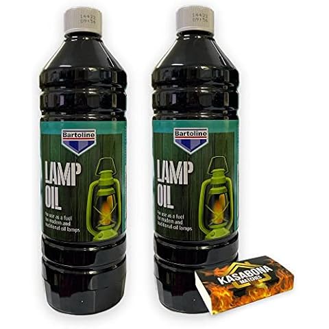Bartoline Clear Lantern Torch and Lamp Oil 1L Indoor & Outdoor Use for Modern and Traditional Oil Lamps & Burning Torches - Pack Includes KasaBona Safety Matches (2 Pack) Cover