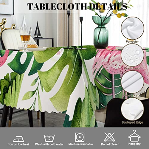 Swono Flamingo Table Covers 52X70 Inch Tropical Pink Flamingo Palm Leaves Wipeable Tablecloth Kitchen Dinning Tabletop Decoration, Table Cloth For Outdoor And Indoor Use #TOP3