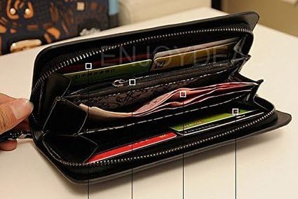 FOME Wallet Women Punk Style PU Long High-end Cross Pattern Wallet Purse Zipper Bag Handbag Skull Plated¡­ - Image 4