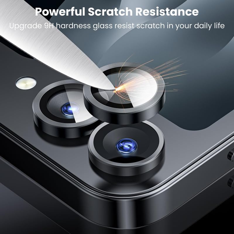 Image of Camera Glass Ring Lens Protector For Realme 15 Pro 5G, 9H Hardness,Full Coverage Camera Metal Ring Ultra-Thin /Clear /Black [Pack Of 1]