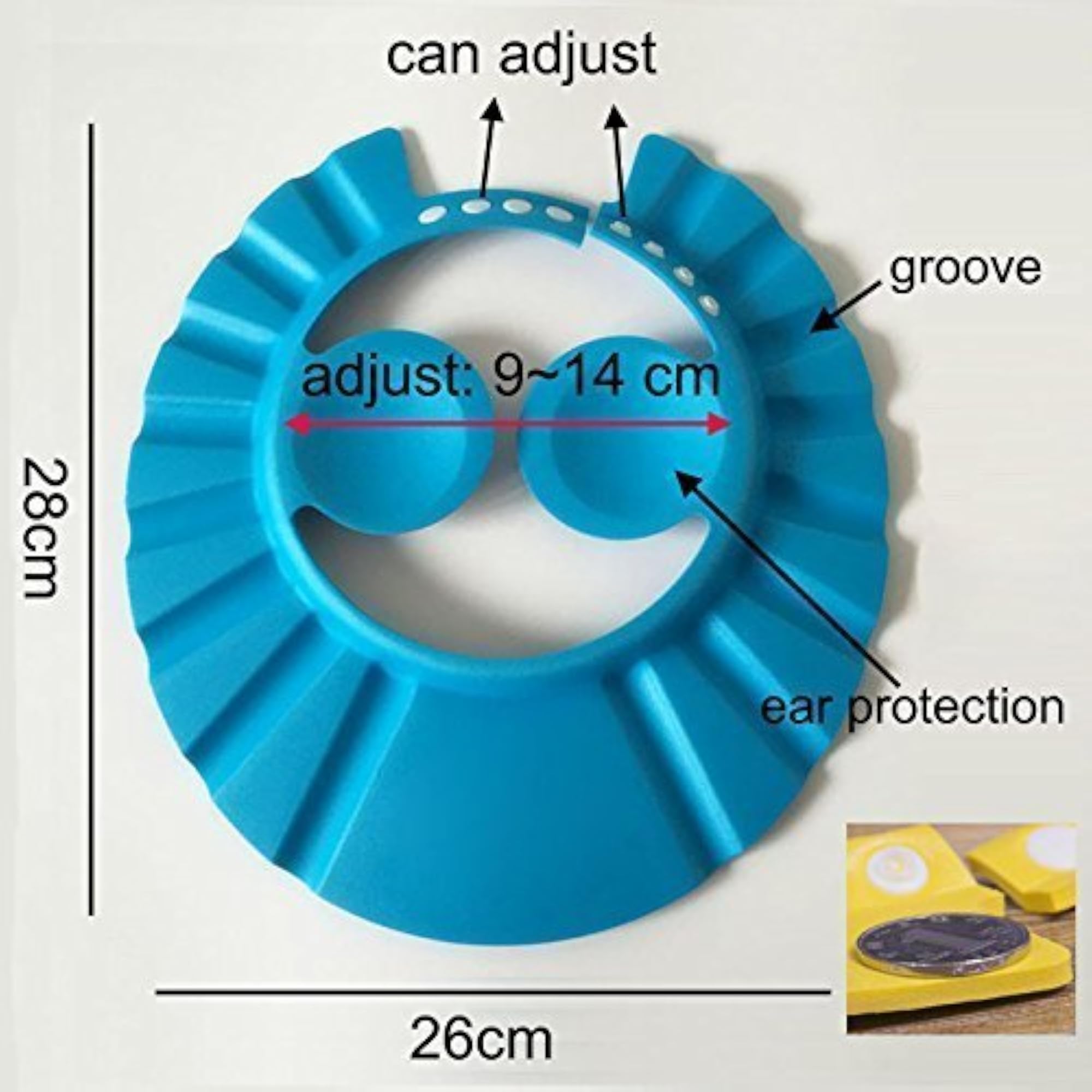 Adjustable Soft Bathing Baby Shower Cap, Eye & Ear Protector