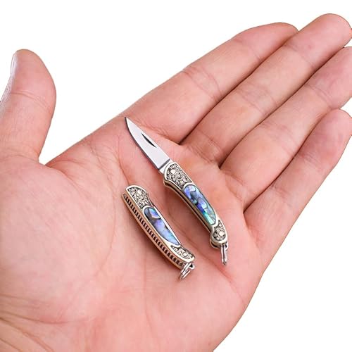 Epichao Miniature Gadgets Portable EDC Mini Folding Pocket Knife Abalone Shells Handle Micro Knife Tiny Pocket Knife Collection