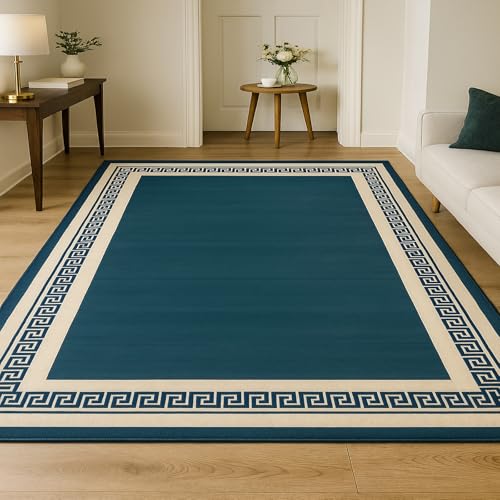 Tapis de décoration crème bleu marine pour sublimer le salon - 2
