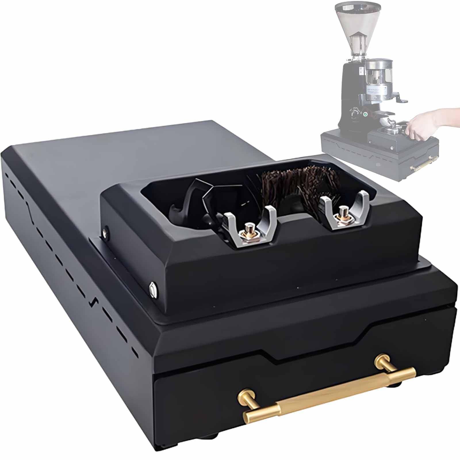 Nettoyeur Automatique de Porte-Filtre pour Expresso électrique 150 W - Grand bac à Marc, Design Amovible, pour café et Cuisine Domestique, Noir