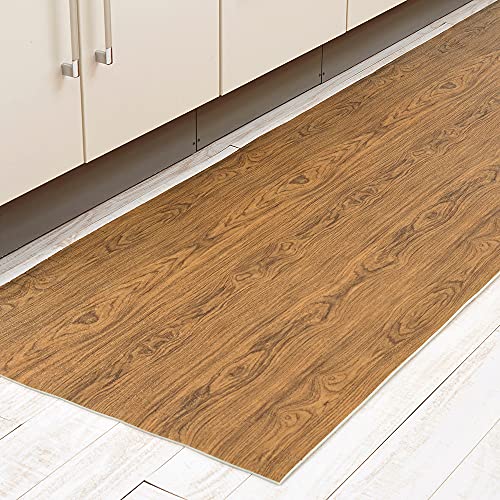 アイメディア キッチンマット 拭けるキッチンマット 60×180cm ロング キッチンラグ 台所マット 木目柄 カット 撥水 洗濯不要 北欧