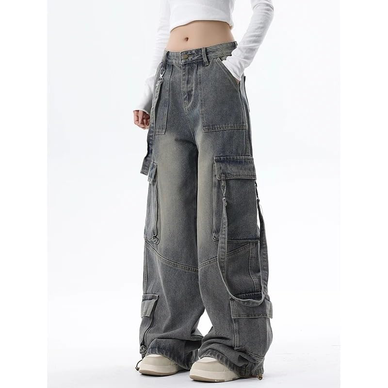 Vintage Aesthetic Cargo Pants Women Y2K Clothing Multi-Pocket Baggy Jeans Fairy Grunge Clothes Alt Emo Streetwear3