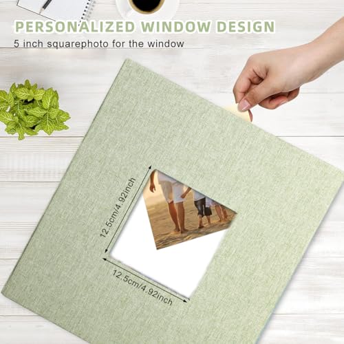 Image of HASTHIP Photo Album Cloth Hardcover, Album for Photos Collection with 600 Clear Photo Pockets, Family Scrap Books for Baby Milestone, Wedding and Travel, 33.5x34x5cm