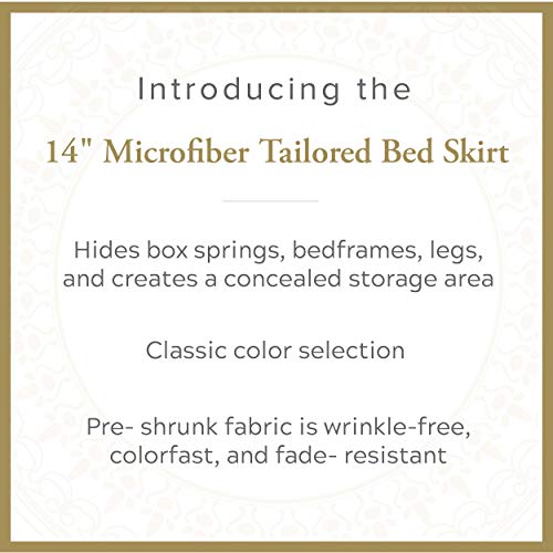 Lux Hotel Microfiber Tailored Style Bed Skirt with Classic 14 Inch Drop Length, Twin, White