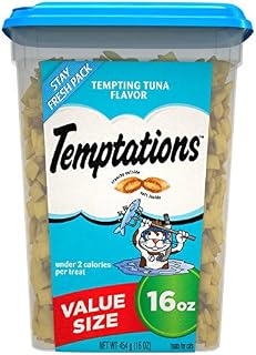 TEMPTATIONS Classic Crunchy and Soft Cat Treats Tempting Tuna Flavor, 16 oz. Tub