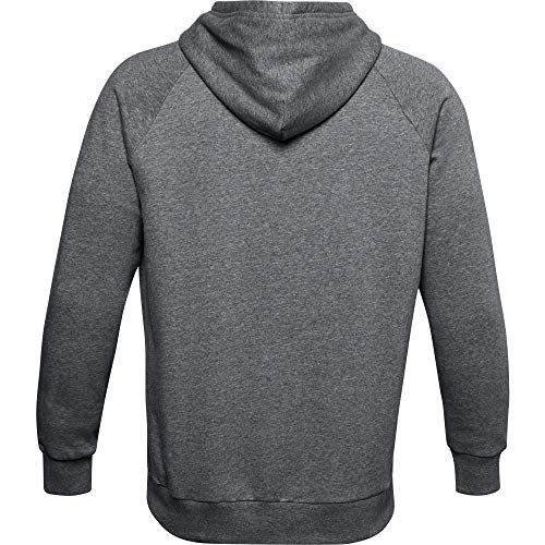 Image of Under Armour Mens Rival Fleece HoodieDISC , Pitch Gray Light Heather (012) /Onyx White , Large